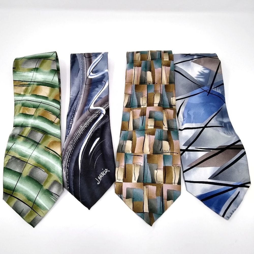 Lot of 4 J Garcia vintage silk ties